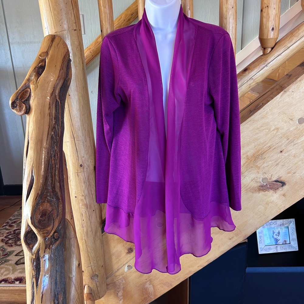 Metaphor Open Front Magenta Purple Cardigan - Large